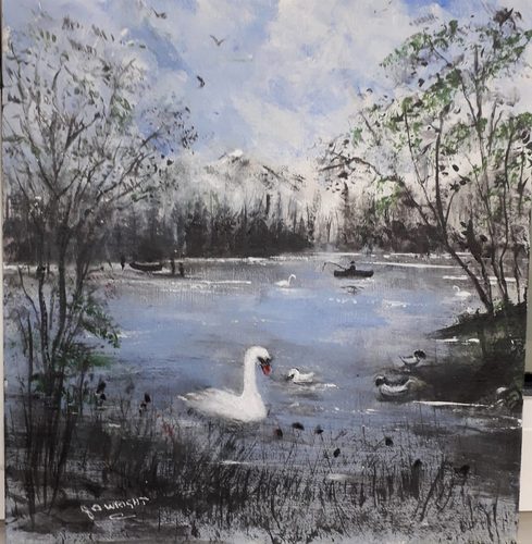 Jenny, Day out in the Lakes, acrylic.